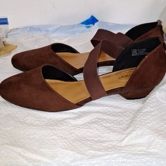 Comfortview Women's Mary Jane Shoes Low Heels Faux Suede Slip Ons Size 12 - Picture 9 of 12